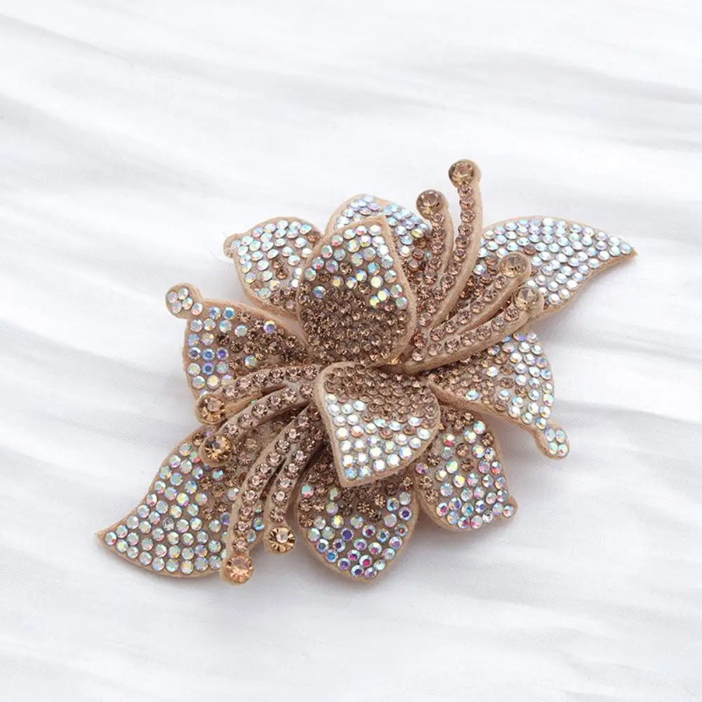 Exquisite Rhinestone Fabric Patch Multi-Color Double Layer Floral Appliqué Shoe Flowers Sparkling 3D Fabric Patch