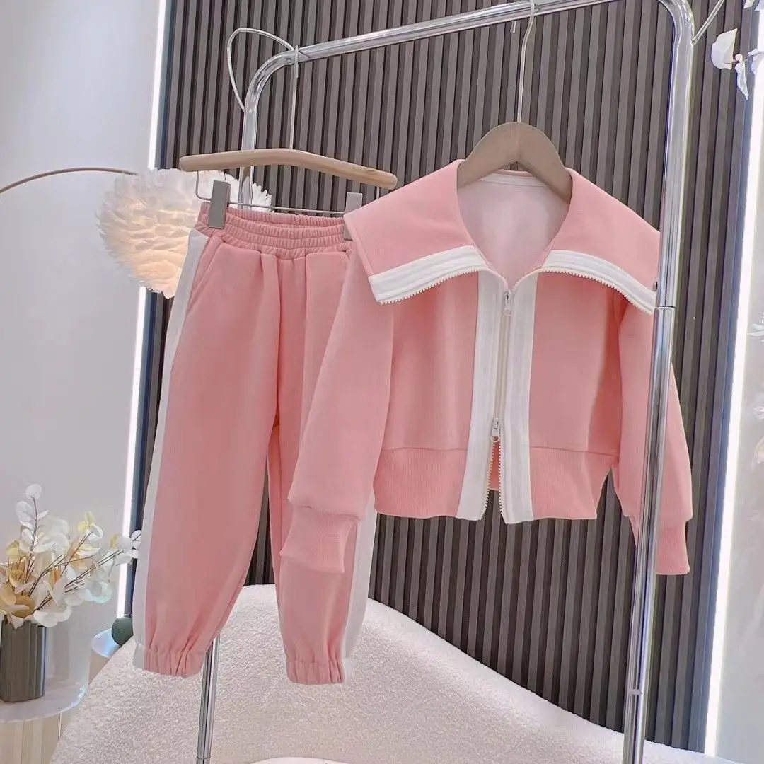 Girls Fashion Clothes Set 2022 spring fall Teenage Kids Casual Sport Suit Coat  Pants Fashion Two-Piece Children Tracksuit4-14Y