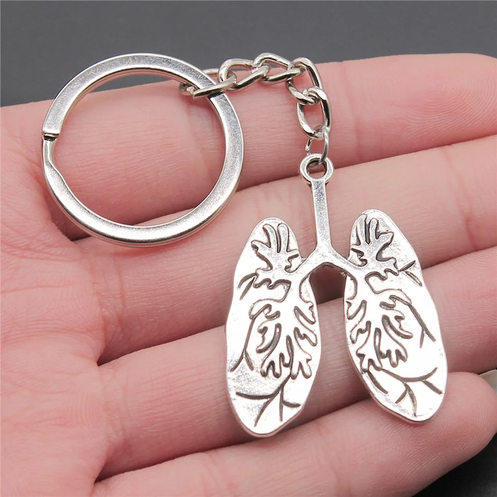 Antique Silver Color 39x30mm Lung Pendant Keyring Souvenirs Gift