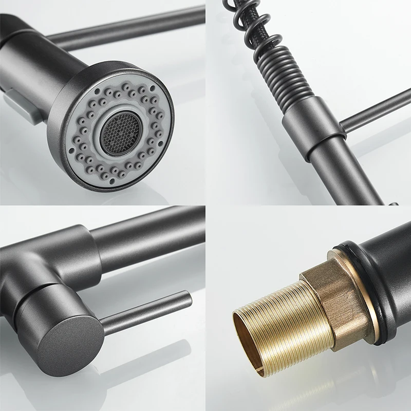 Mounted Flexible Kitchen Faucets Pull Out Mixer Tap Black Hot Cold Kitchen Faucet Spring Style with Spray Mixers Taps