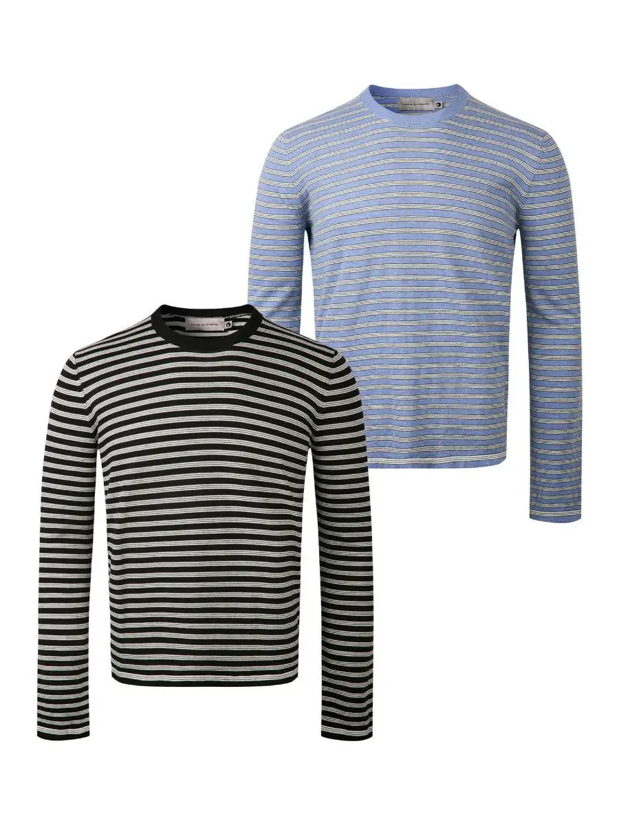 

EME Basic American Retro Cotton Knitwear Long Sve Casual T-irt Men Women Soft Comfortable Versatile Autumn Faion