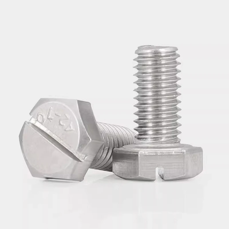 304 Stainless Steel Slotted Outer Hexagon Screws M4 M5 M6 M8 M10 M12 External Slot Hex Head Bolts