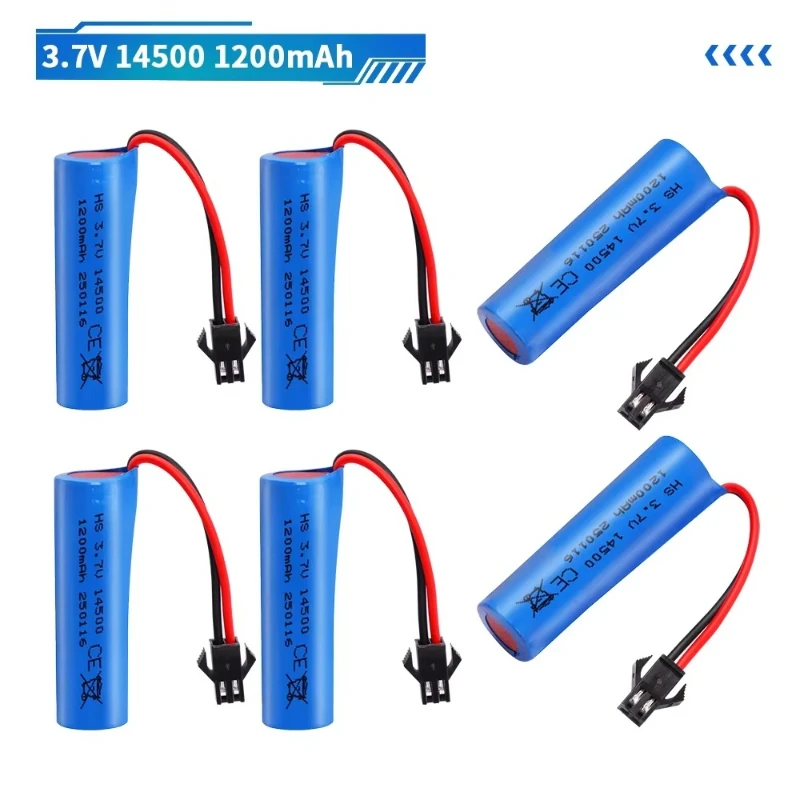 Replacement 14500 Li-ion Battery 3.7V 1200mAh with Charger SM-2P Plug for C2 D828 RC Stunt Dump Car Toy Parts