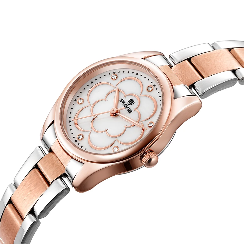 SKONE 레트로 틈새 아트 동백 여성용 새 컴팩트하고 절묘한 시계, 여성용 라이트 럭셔리 핑크 학생 시계