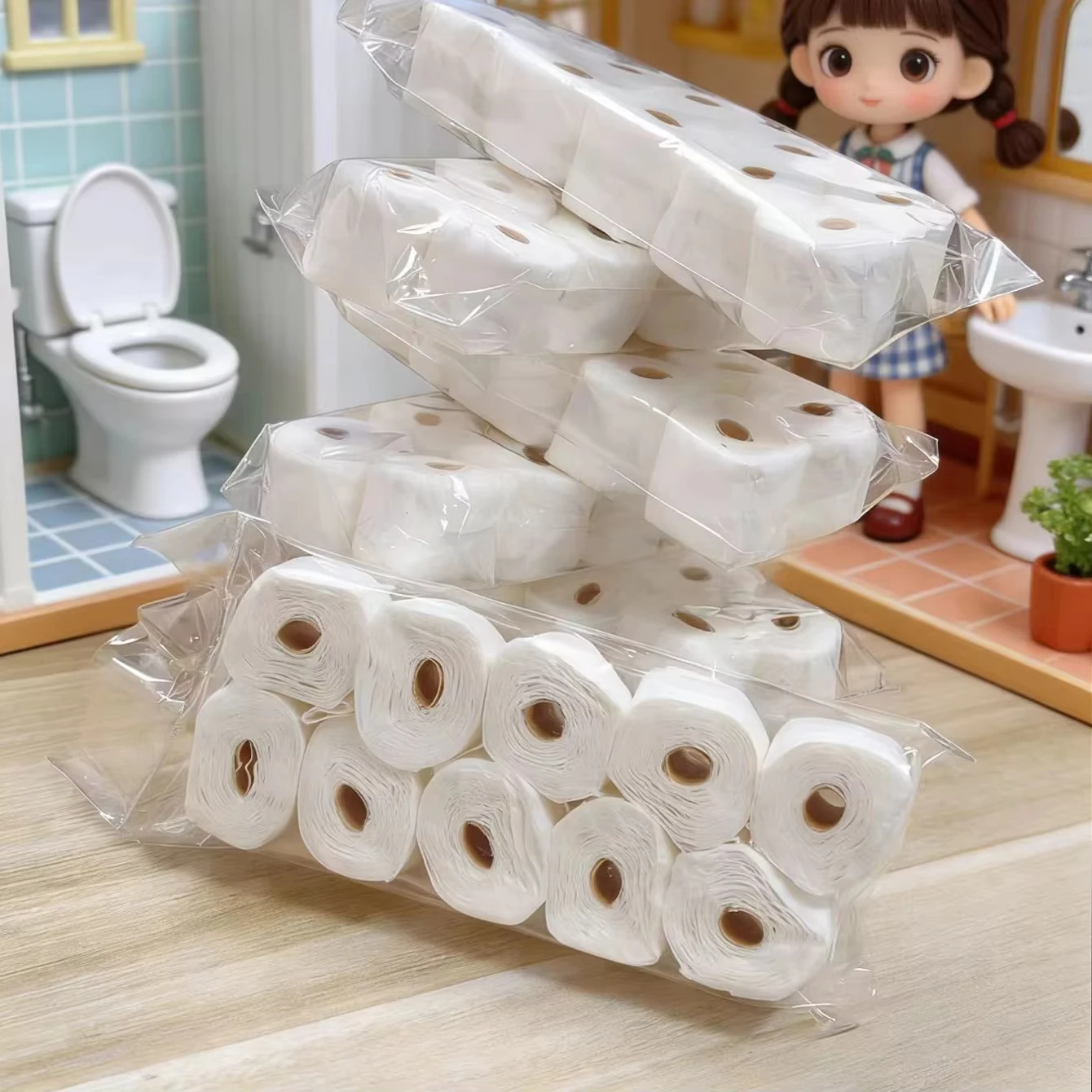 Mini Toilet Paper Roll Model, Dollhouse Accessory, Miniature Scene Shooting Prop, Creative desktop Trinket