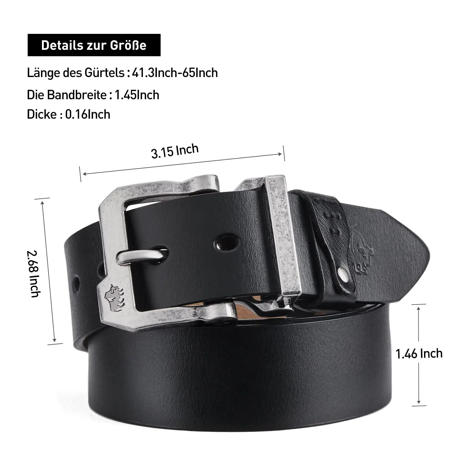 BISONDENIM Luxury Designer Belts for Men Vintage Cow Spilt Genuine Leather Pin Buckle Waist Strap Belt for Jeans High Quality view 2