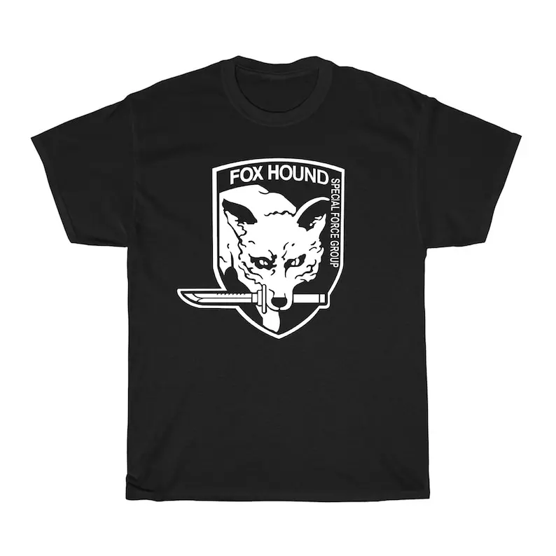 Fox Hound Logo Special Force Group Foxhound Metal Gear Solid Men's Navy Black Grey T-Shirt Size S to 5XL