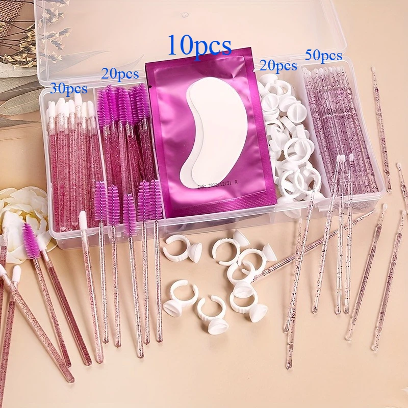 130 pcs set  Glue Tweezer  Organizer makeup With Cover Rectangle Vertical 5 Grid Eyelash Extension Tool Storage BoxHolder Makeup