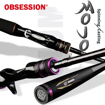 OBSESSION MOJO BASS 고탄소 블랭크 스피닝 캐스팅 낚싯대, M, MH, ML 농어 낚싯대, 36T, 1.98m, 2.13m, 2.28m, 2 섹션 