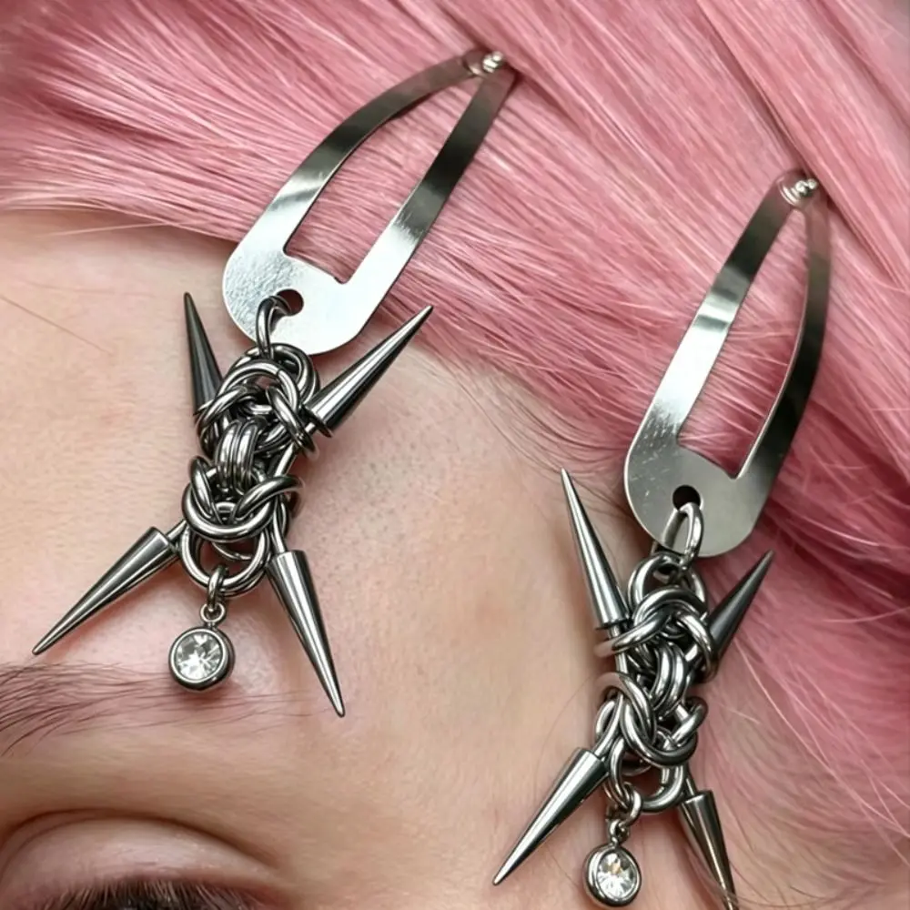Fashion Stainless Steel Punk Hair Clips Original Punk Y2K Rivet Hair Clips Heavy Industry Goth Hair Clips Women Girl