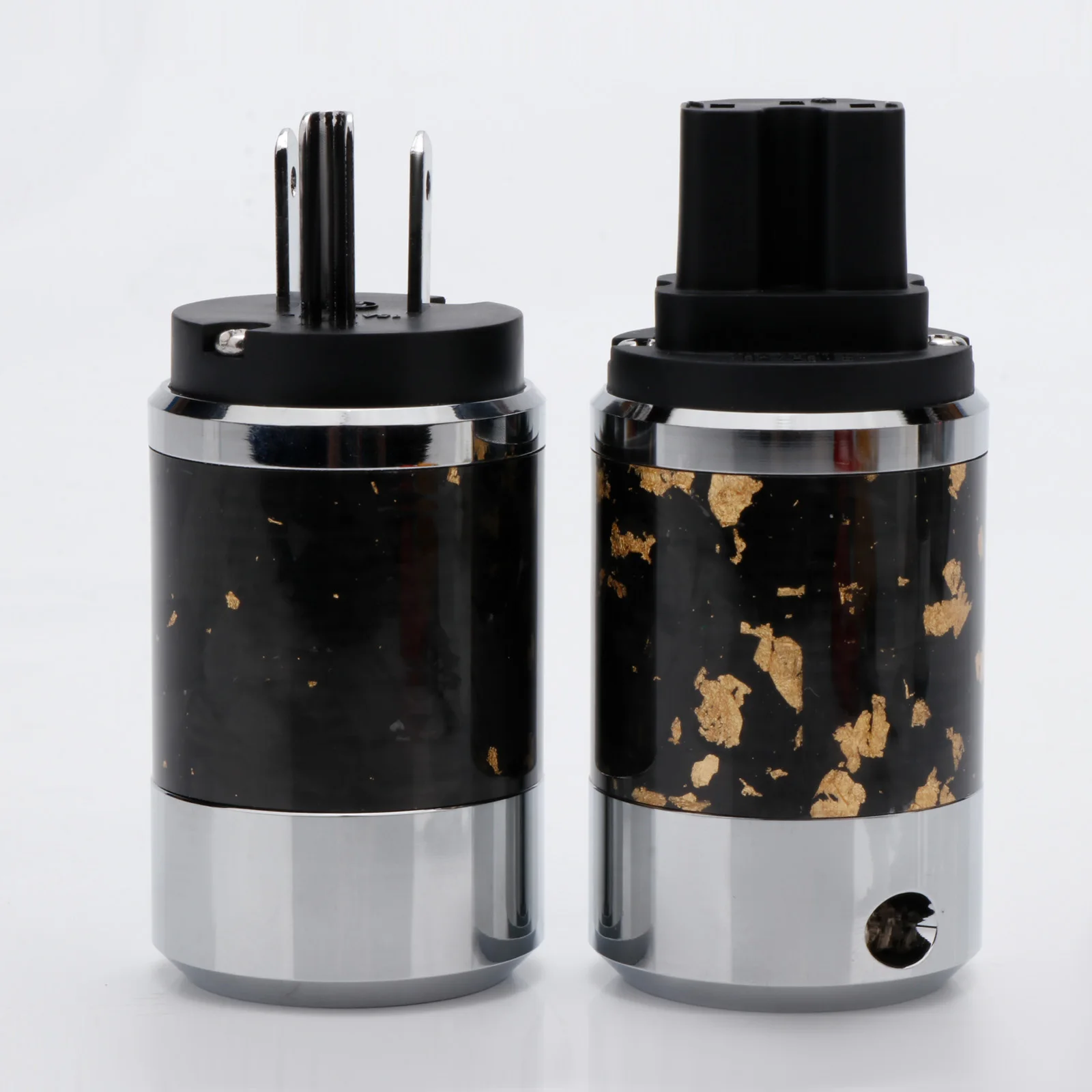 Preffair P099 US/EU Power Cord Power Plug Adapter for Audio Equipment Extension with Forged Carbon Fiber and Copper