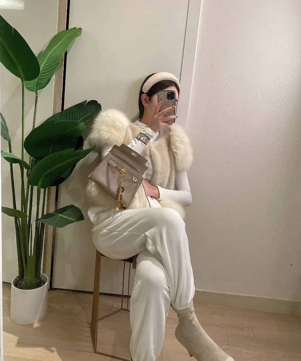 Gilet di peluche bianco in stile coreano da donna 2022 autunno inverno cuciture retrò cappotto di pelliccia di volpe sintetica pesante giacca corta gilet moda