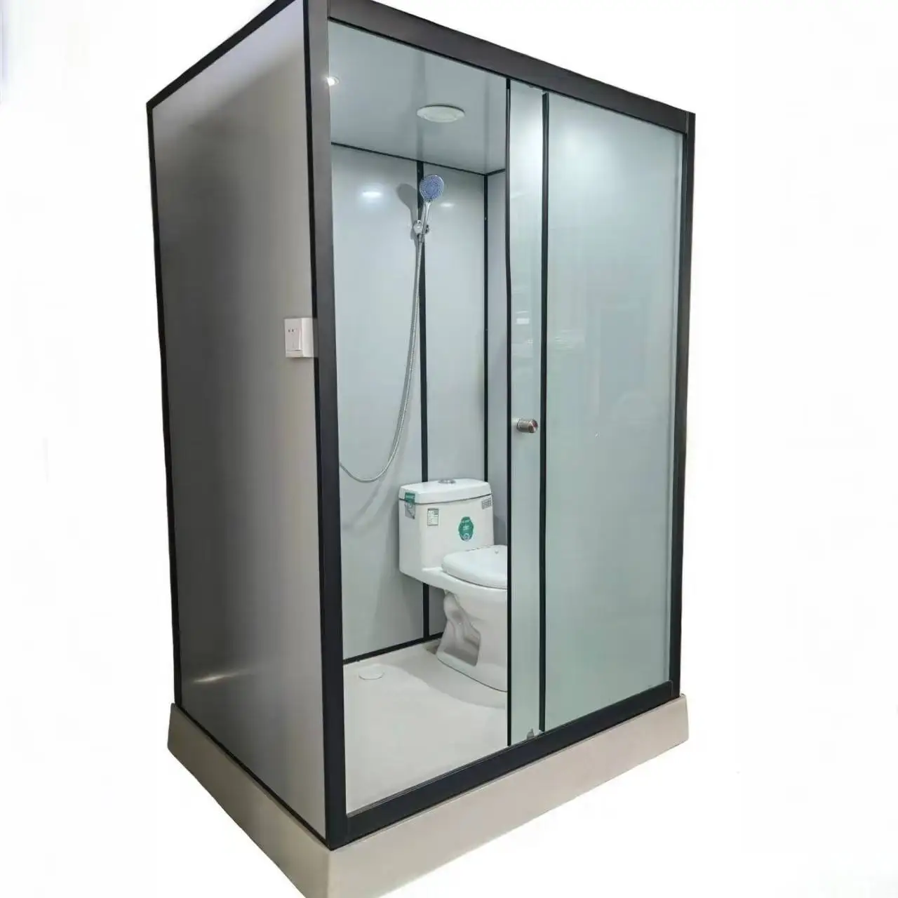 All-in-One Waterproof Sliding Shower Room Integrated Prefab Aluminium Alloy Bathroom Unit | Minimalist Modular Washroom for