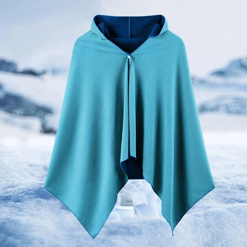 Cold Feeling Outdoor Sports Hooded Bath Towel Quick-drying Beach Towel Absorbent Sunscreen Cloak Mountaineering Shawl Bathrobe