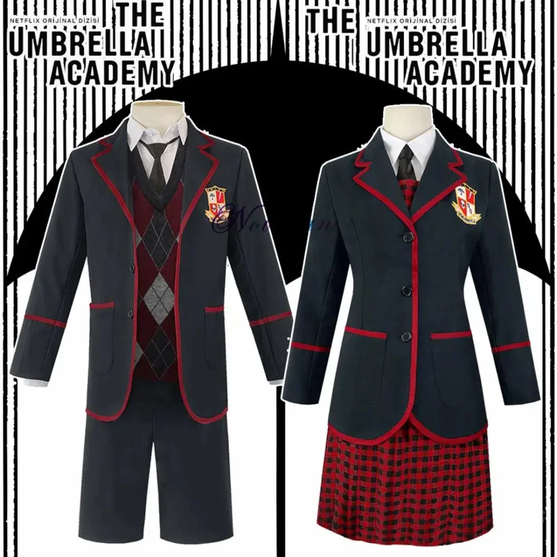 New Comics The Umbrella Academy Cosplay Costume Men Woman Anime College School Uniform Jacket Shirt Dress OA2336