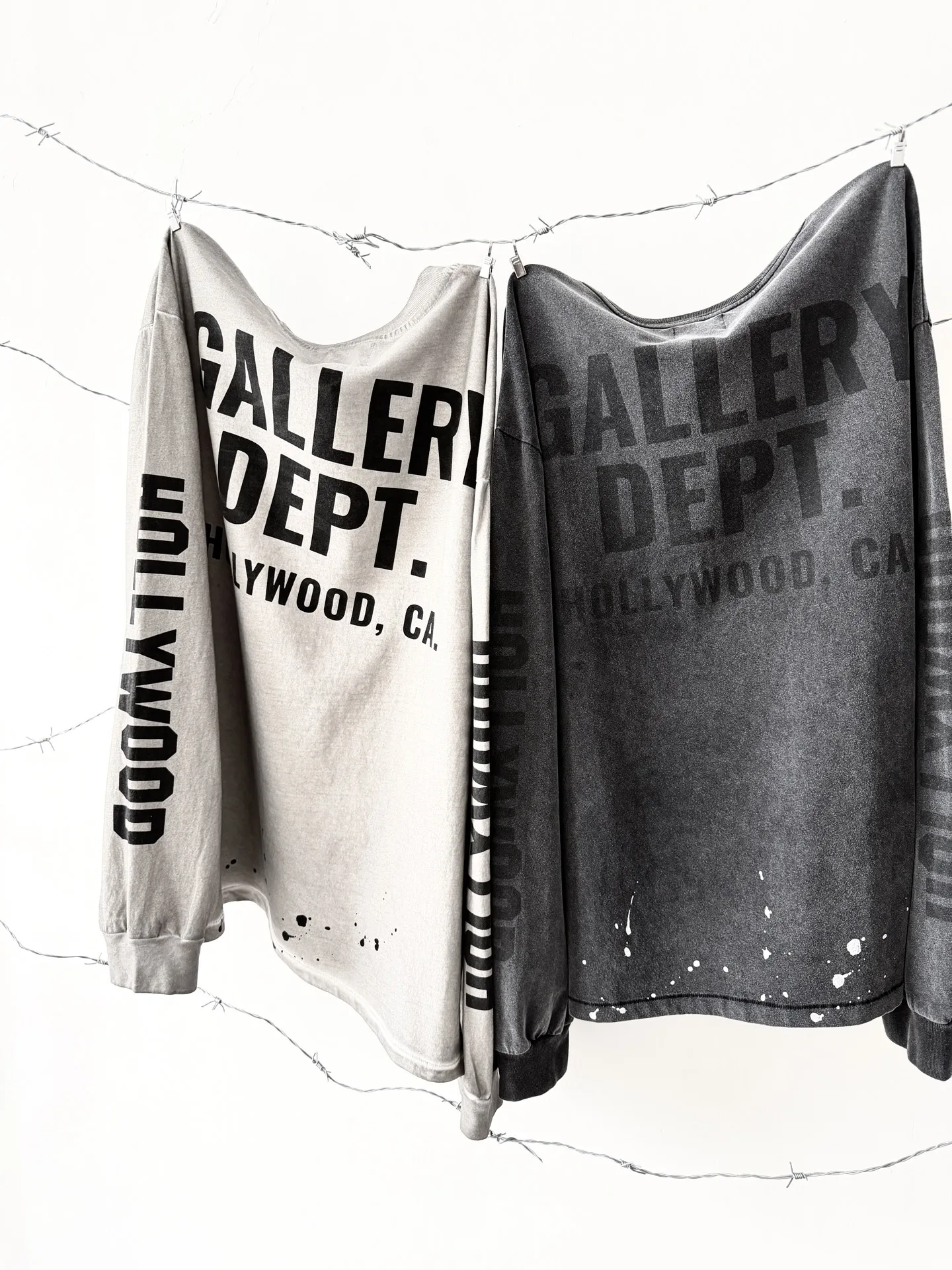 Afashion American Retro Letter Print Loose Destroyed Long Sleeve T-Shirt Base Shirt Cotton Youth Trendy Casual round Neck Top