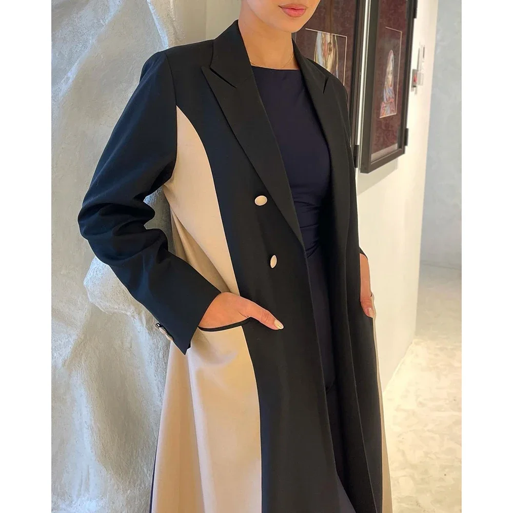 Luxury Muslim Abaya Blazer Double Breasted Peak Lapel Long Jacket 1 Piece Formal Business Fashion Party Office Lady Outfit Suits