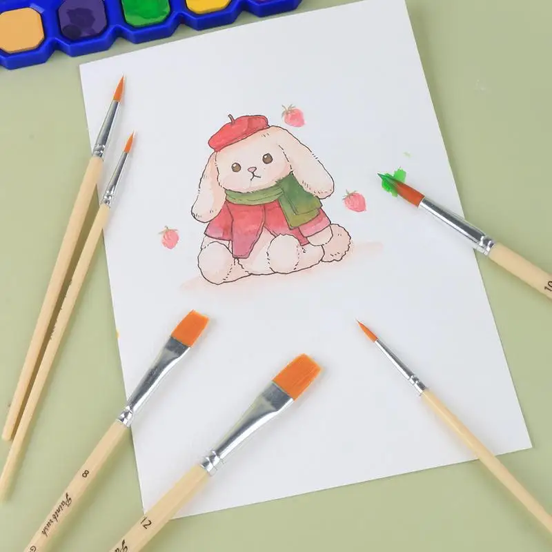 طقم فرش دهان للفنانين ، شعيرات نايلون ، طقم فرش طلاء للأكريليك ، زيت ، ألوان مائية ، غواش ، مشغولات فنية ، 6 *