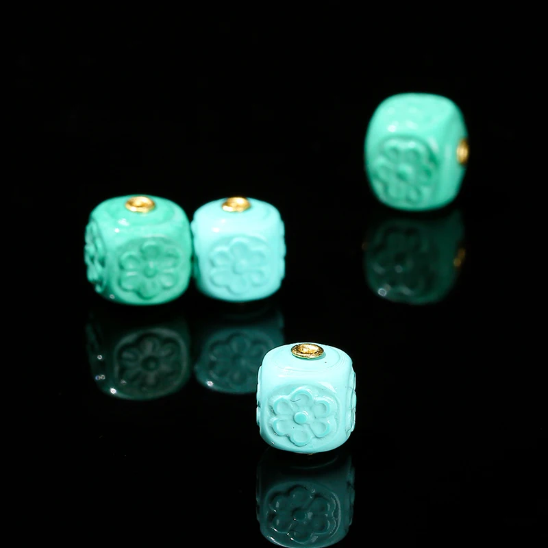 1 Pc Natural Magnesite Monpine Flower Square Beads Carved Pendant For Jewelry Making Diy Necklace Bracelet Accessory Findings