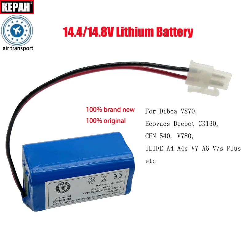 بطارية مكنسة كهربائية أصلية 14.4 فولت لروبوت Dibea V870، Ecovacs Deebot CR130، CEN 540، V780 ILIFE A4 A4s V7 A6 V7s Plus
