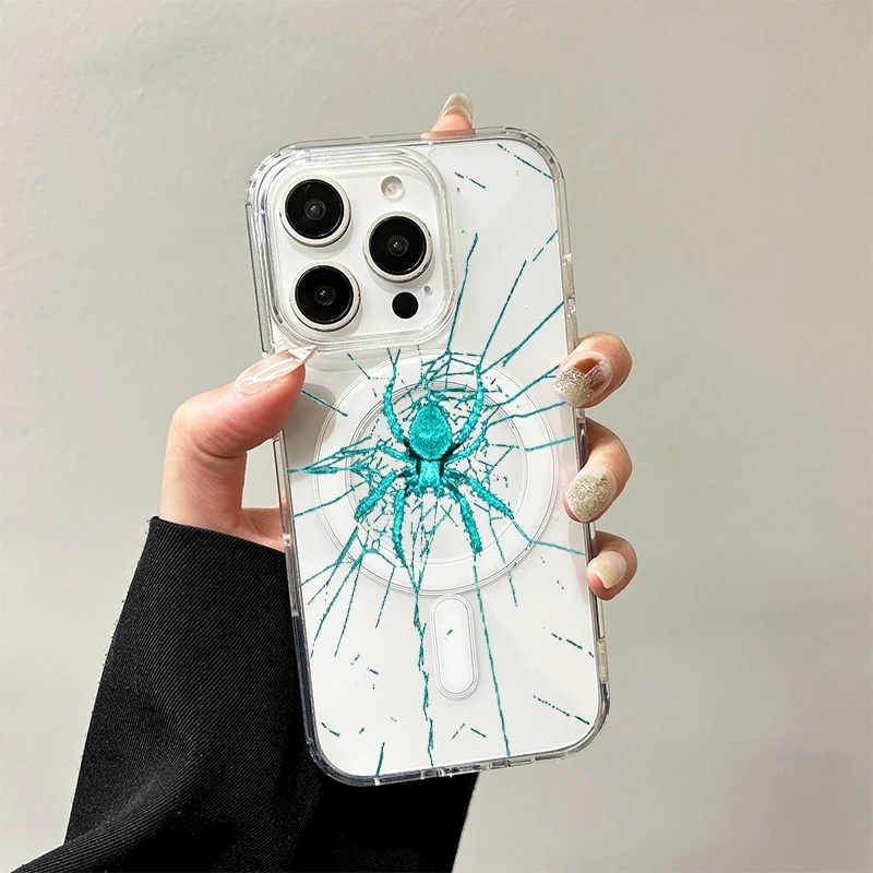 Fashion Blue Spider Web Case for Samsung Galaxy S26 S25 Edge S24 S23 Ultra Plus FE A57 A56 A55 A54 A36 A35 A17 A16 A15 A07 Cover