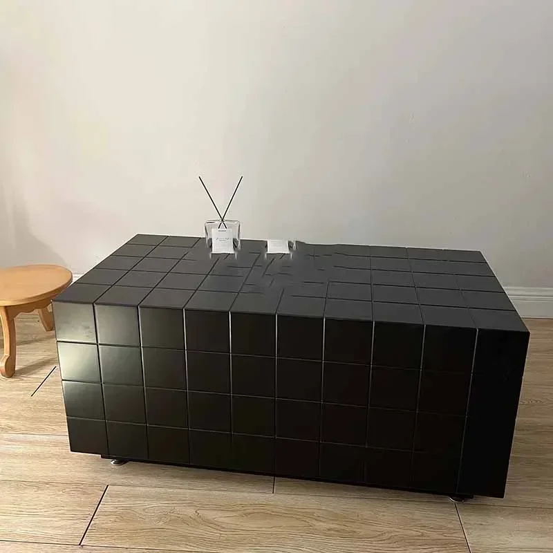 

Прямоугольный журнальный столик для хранения, черный простой уникальный квартирный столик для балкона, минималистичный напольный столик Mesa Centro, мебель для салона