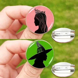 Wicked Pin Badge Elphaba GLinda Figures Glass Cabochon Brooches for Men Women Gift Fashion Movie Jewelry Gift