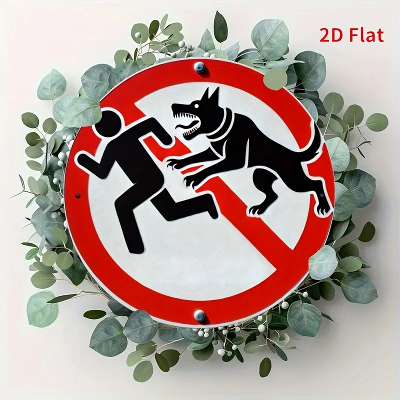 2D Flat Vintage Warning Sign | Caution: Watch Out For Aggressive Dogs, Suitable For Ponds, Outdoors, Farmhouses, Homes, Kitchens