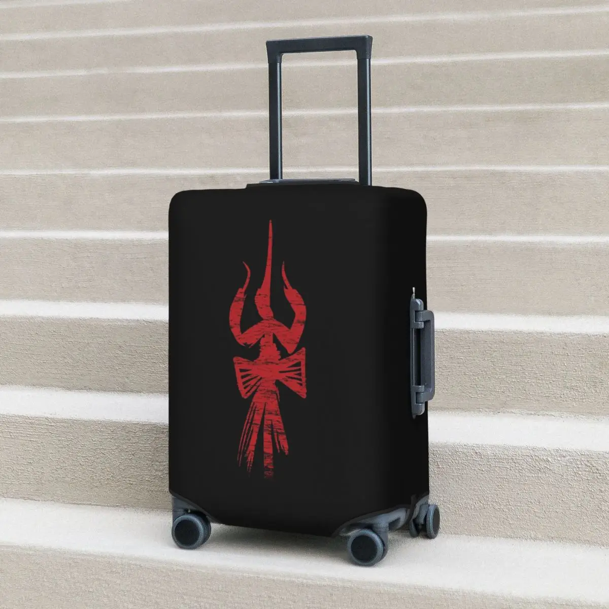 

Divine Trishul And Damru Lord Shiva Suitcase Cover Protection Elastic Travel Luggage Protector Covers for 18-32 Inch
