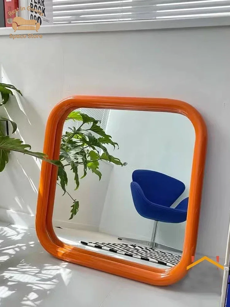 Mirror wall-mounted simple square dresser, mirror, Internet celebrity bathroom, mirror, wall-mounted sink