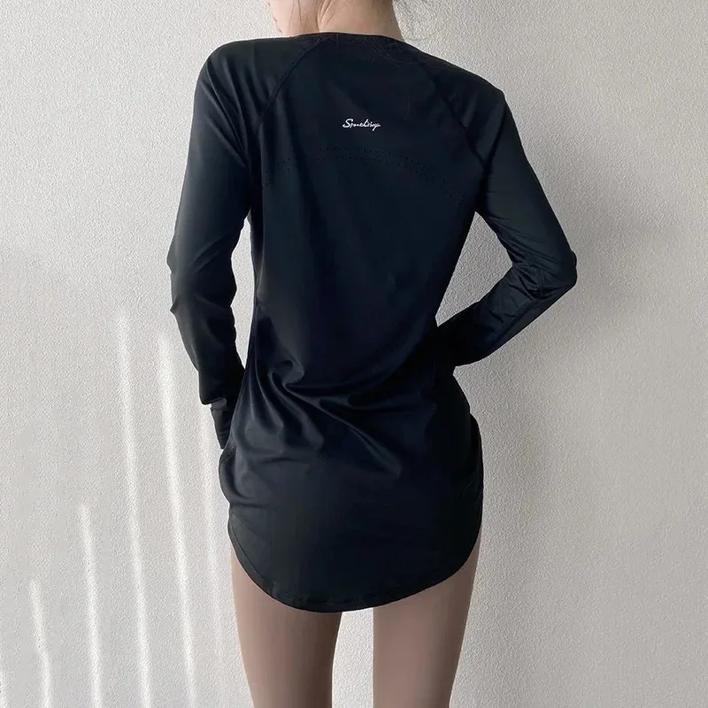 Women Running Blouses Shirts Sports Tops Yoga Tights Fitness T-shirt Running Sportswear Long Sleeve Gym Yoga Loose Shirts