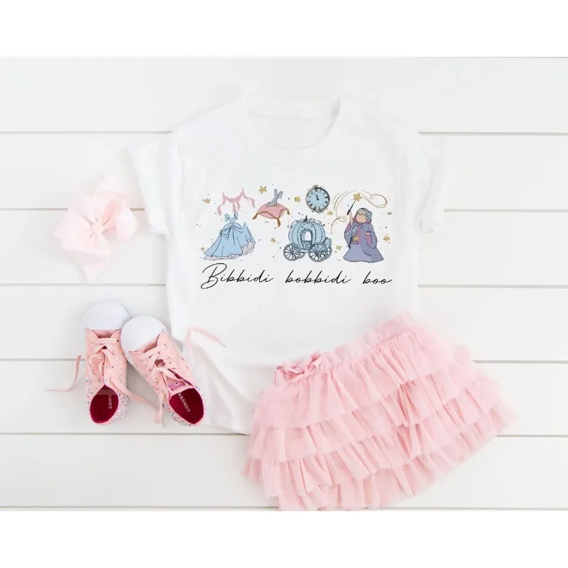 

Акварельная рубашка принцессы Золушки, футболка для семейной поездки Диснея, рубашка в стиле ретро Bibbidi Bobbidi Boo, рубашка принцессы Золушки