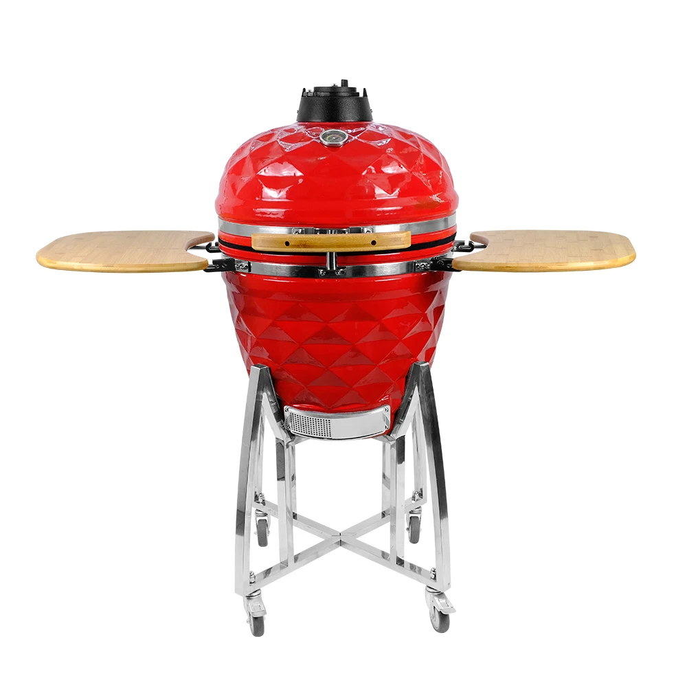 Ceramic  Charcoal BBQ Grill Outdoor Smoker 21 Inch Egg Shaped Pizza Oven Multi Function