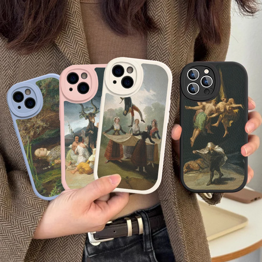 Spain Francisco Goya Art Phone Case Hard Leather For iPhone 16 15 14 13 12 Mini 11 14 Pro Max Xs X Xr 7 8 Plus Fundas