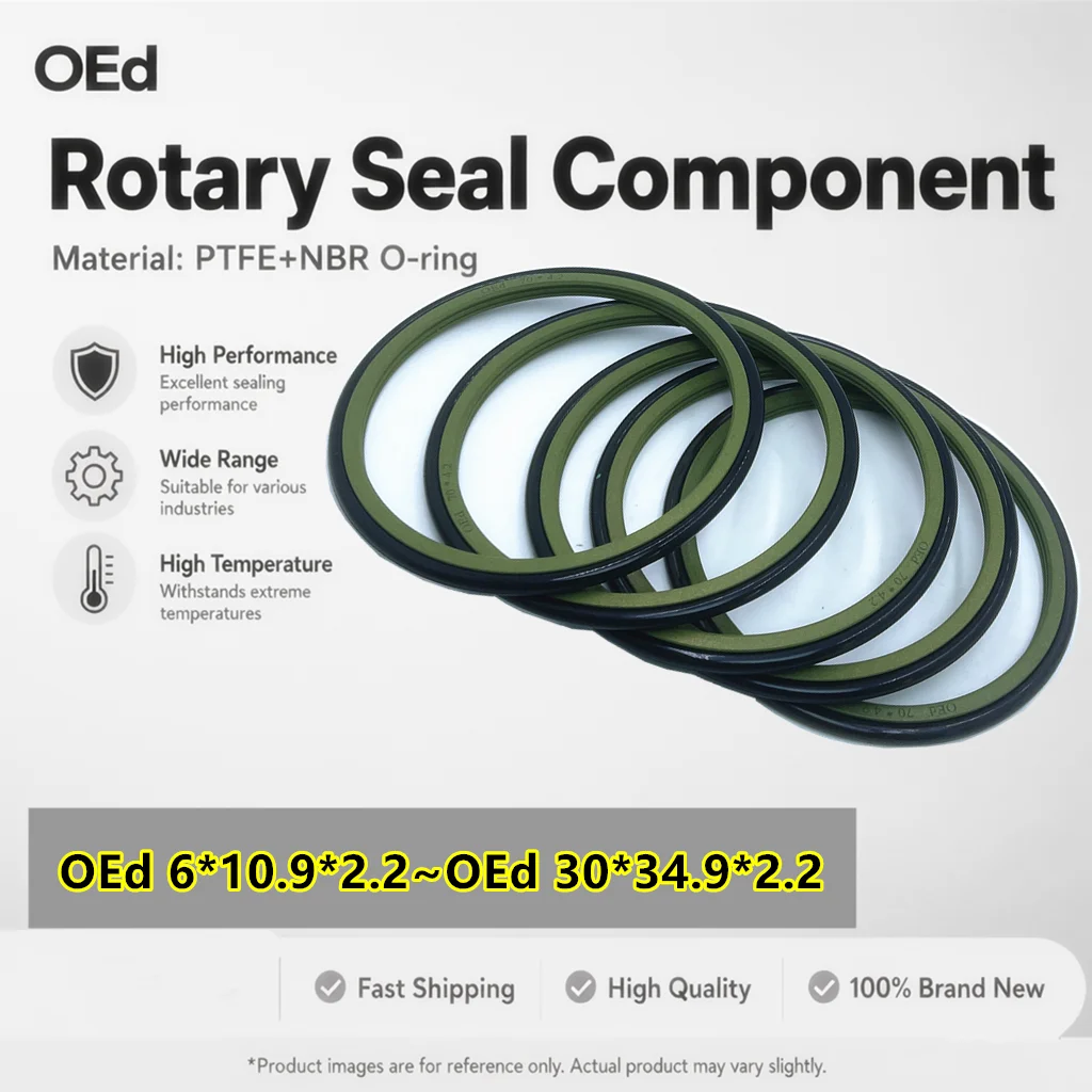 OEd Rotating Seal Component PTFE+NBR O-ring Rotation Swing Piston Sealing Ring Thickness: 2.2mm Inner diameter:6~30mm OEd 10*2.2