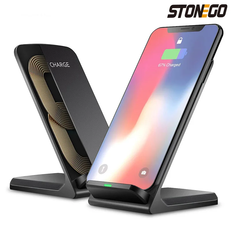 10W Wireless Charger Stand Pad For iPhone 13 12 11 Pro X XS Max XR 8 Samsung S21 S20 Qi Fast Charging Dock Station Phone Holder