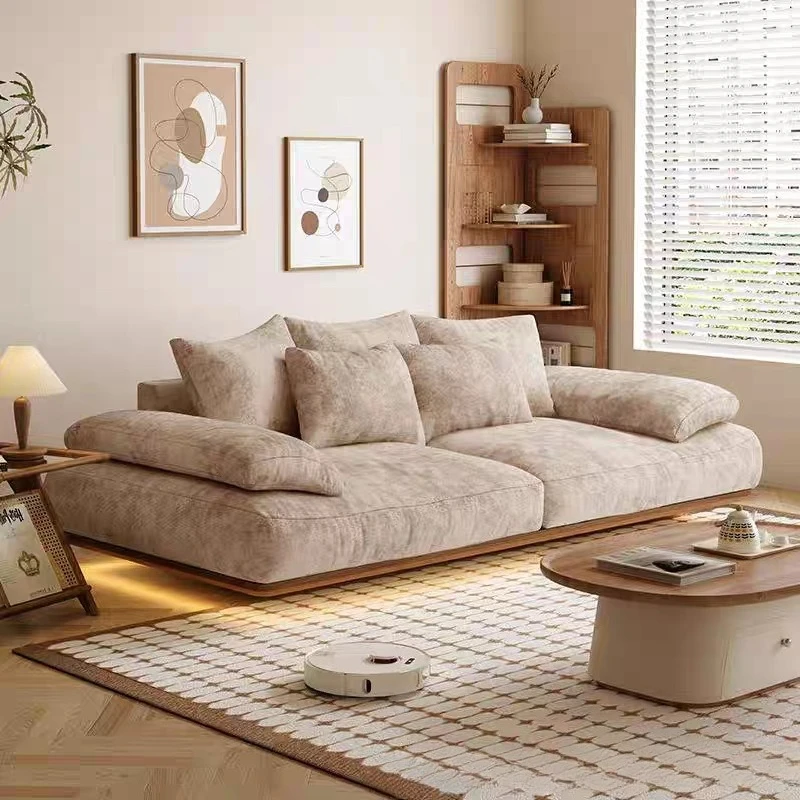 Vintage-style solid kapok linen art sofa, vertical floating sofa