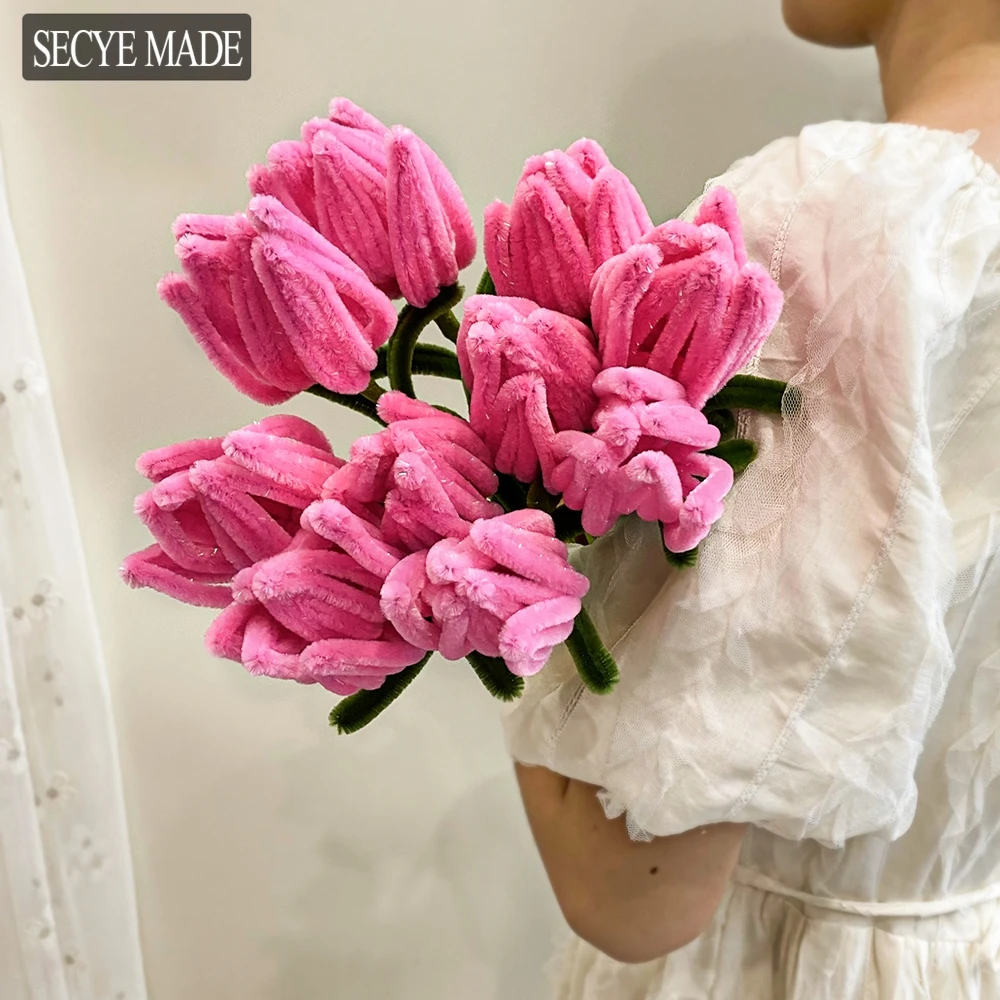 

1PC Artificial Pink Tulip Bouquet Simulation Flowers Atmosphere Photography Prop Living Room Desktop Decoration Handicrafts K89