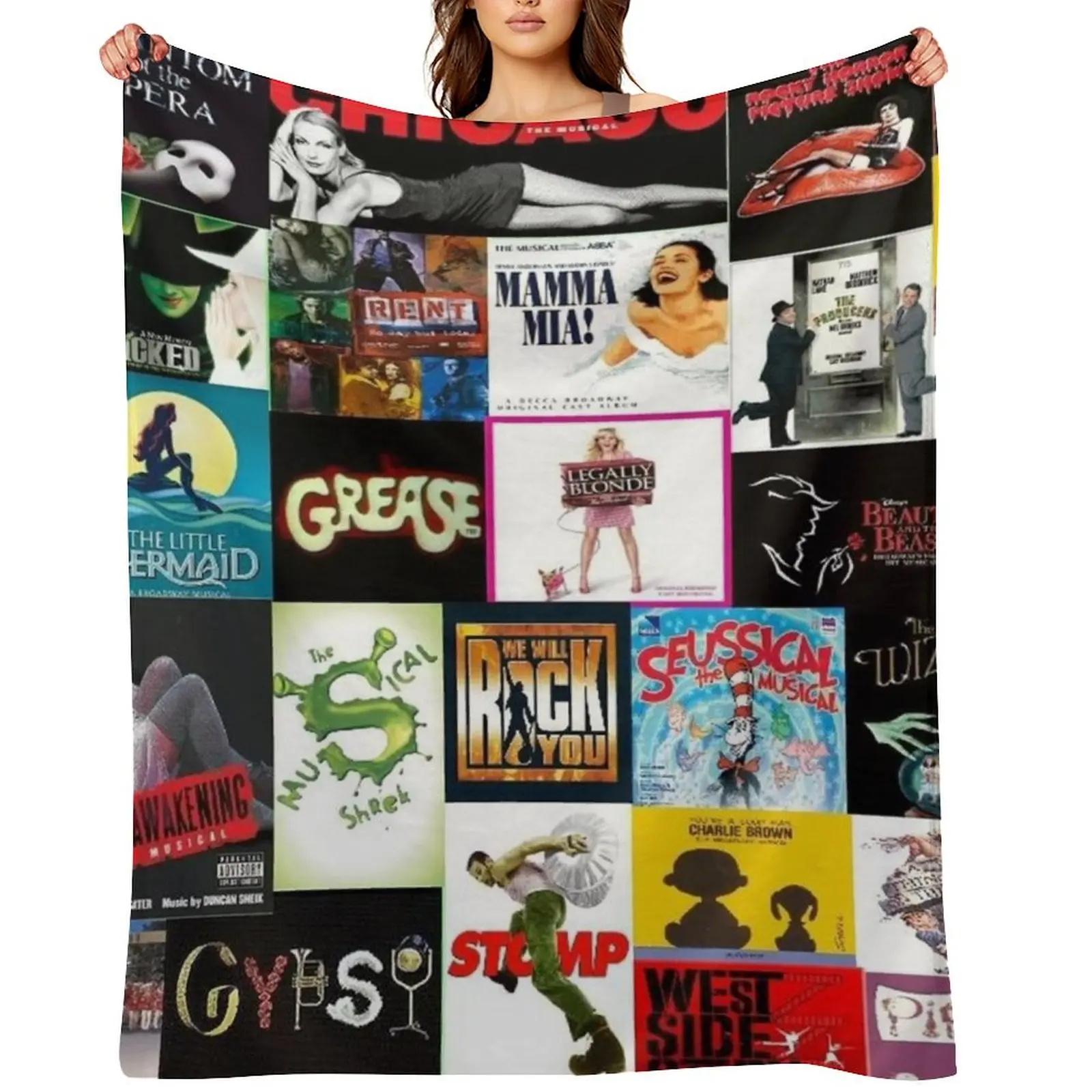 

Broadway Musical Collage 2 Throw Blanket For Decorative Sofa for winter Hairys Designers Blankets