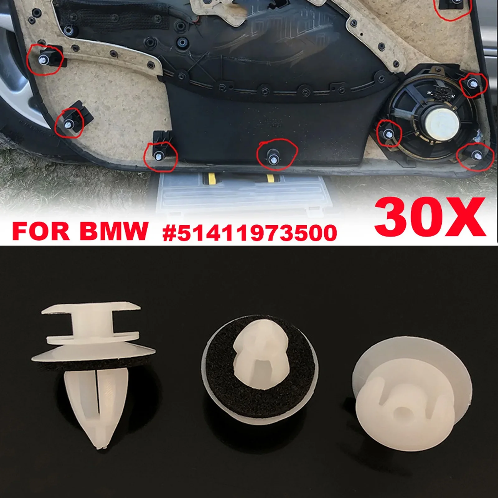 Interior Plastic Trim Clips Door Card Panel Fascia Lining Dashboard 51411973500 For BMW 3/5/7 E36 E34 E46 E38 E39 X5 M3 M5 Z3