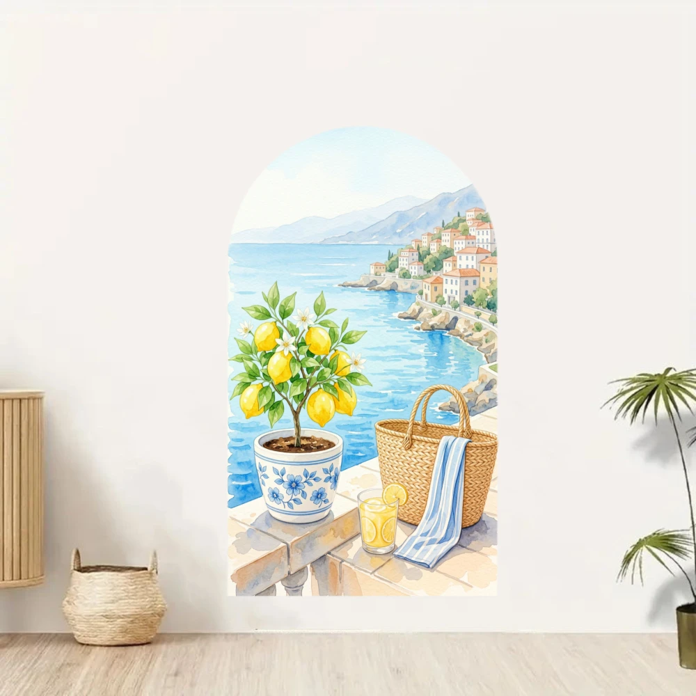 Arched Wall Sticker Flower and Architecture Peel and Stick Self-adhesive Home Decoration Stickers & Posters Living Room Bedroom
