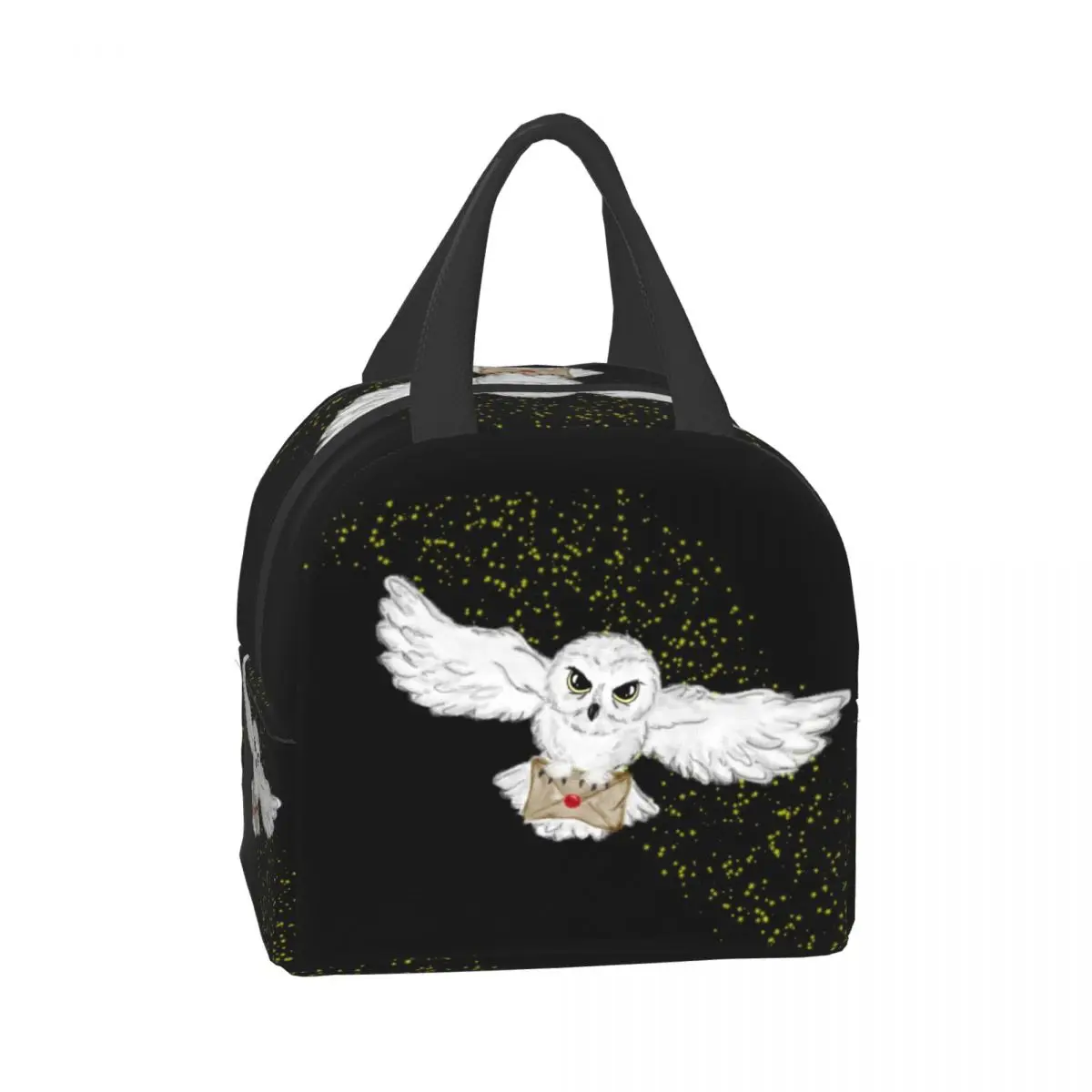 Halloween Owl Flight Thermal Insulated Lunch Bag Women Witch Magic Portable Lunch Tote for Work School Travel Storage Food Box