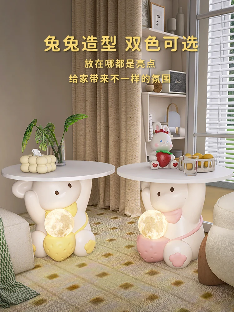 Home Decor Cute Rabbit Statue Light Floor Ornament living Room Sofa Cartoon Coffee Table Sculpture Furniture Home Decoration