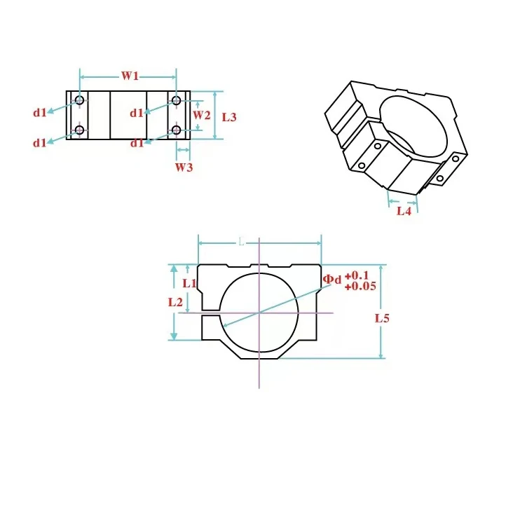 45mm Aluminum alloy spindle motor base clamp / fixing bracket, inner diameter 45mm