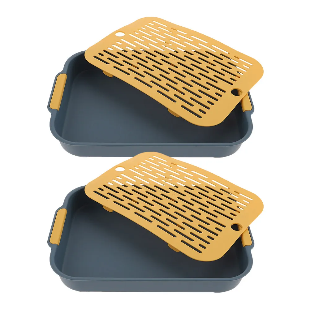 

2 шт. Принадлежности для уборки за животными: лоток для туалета с гладкими краями для мелких животных (кроликов, морских свинок, хомяков), обучающий горшок для кроликов