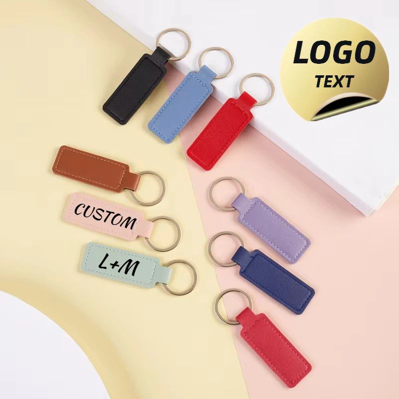 

Personalize Holder Blank Pendant Bag Car Keyring Custom Leather Logo Key Chain Laser Number Engraved KeyChain Company Name Gift