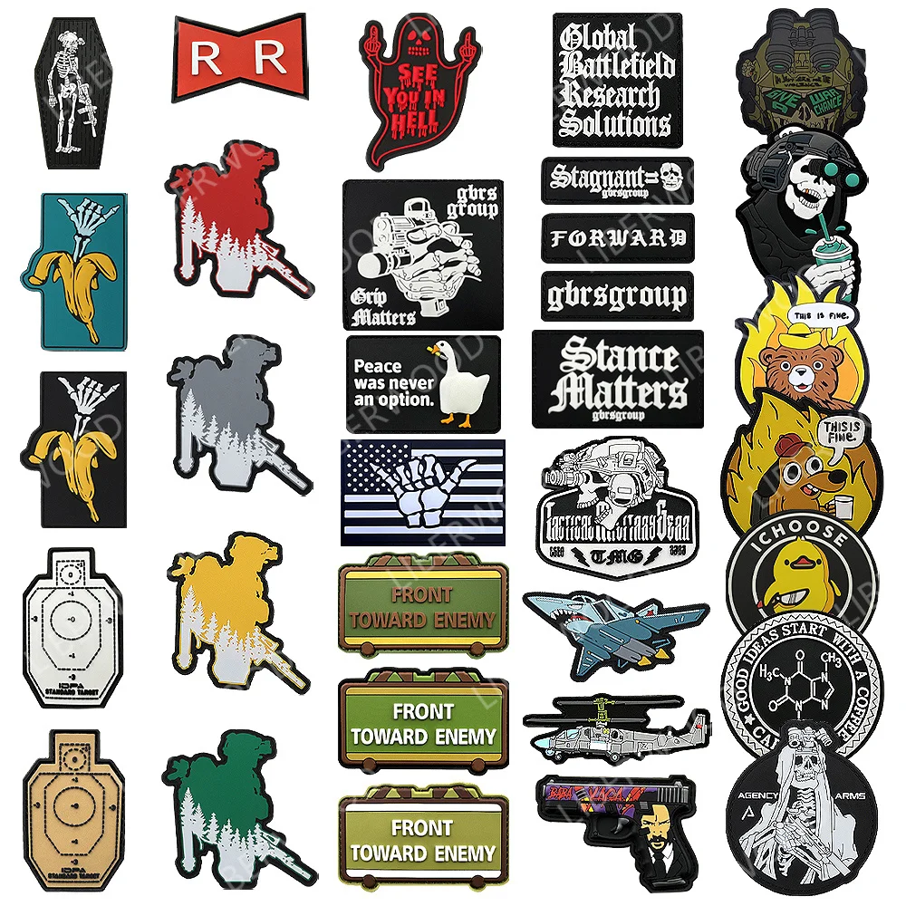 This Fine GROUP Airsoft PVC Armband Badge Coffee Dog Duck Shaka Forward Torward Rubber Patch With Hook For Backpack Clothing