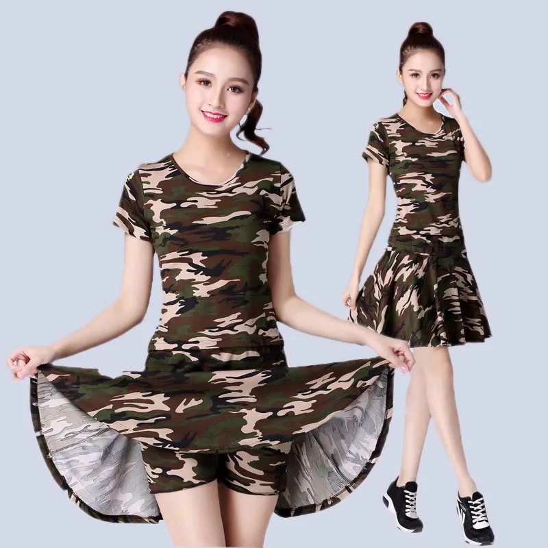 Camouflage Square Dance Wear Voor Vrouwen Moderne Dans Jurk Dansen Kleding Ballroom Waltz Vrouwen Stage Kostuums Hoge Kwaliteit