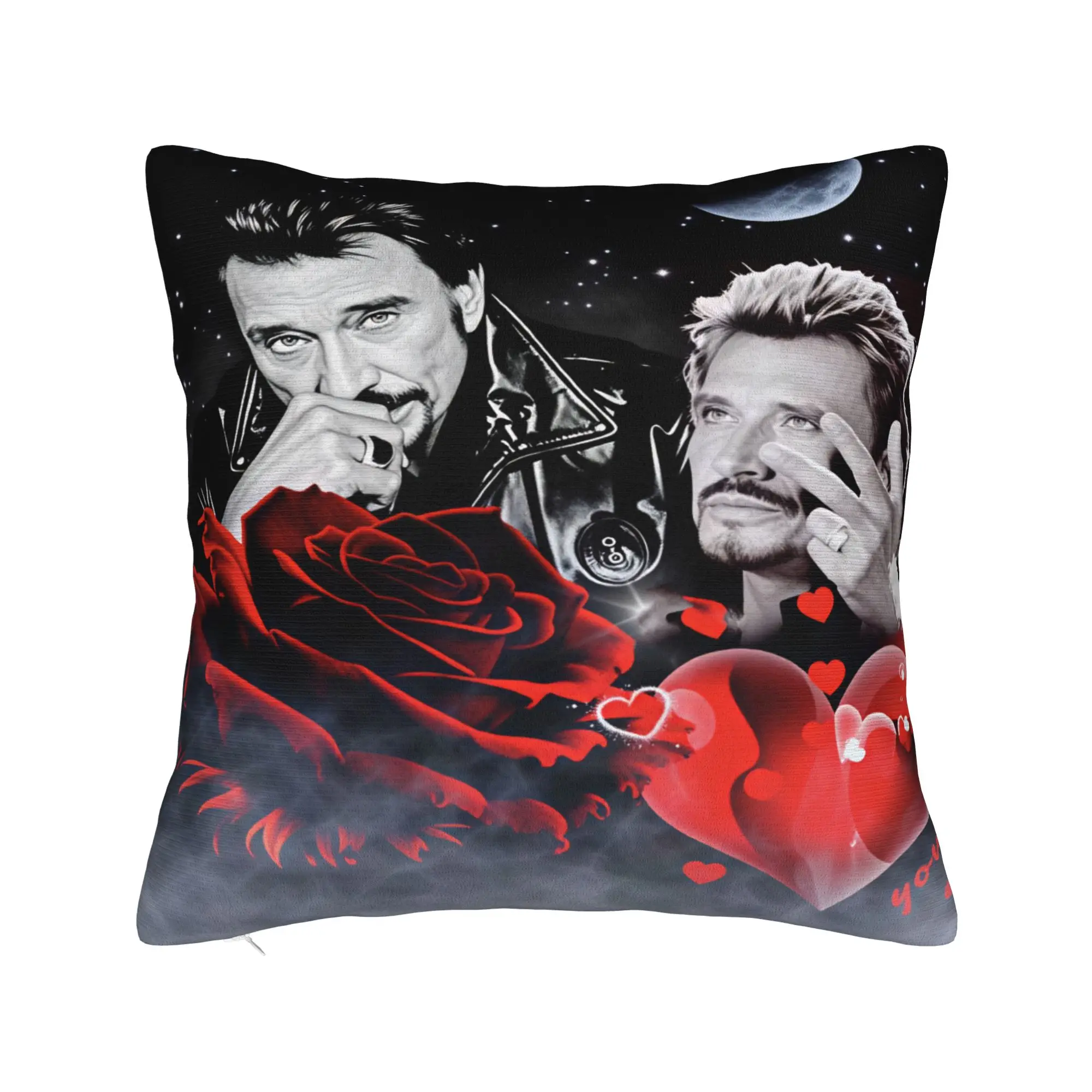 Rock Star Johnny Hallyday Print Pillowcases  Fashion Pillow Case For Chair Sofa Home Decor Square Pillow Cover