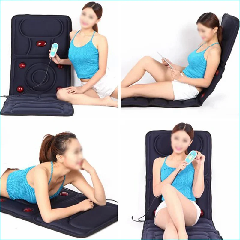 New Electric Full Body Massage Pad 9 Vibration Motor Foldable Far Infrared Heating To Reduce Back Fatigue Back Mattress